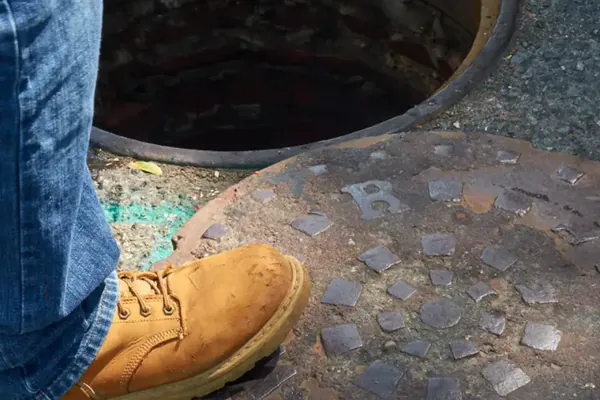 Accesso a uno spazio confinato attraverso un tombino